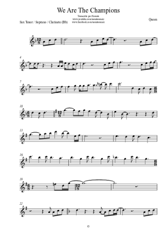 Queen  score for Tenor Saxophone Soprano (Bb)