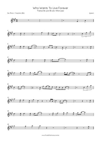 Queen  score for Tenor Saxophone Soprano (Bb)