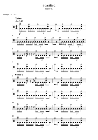 Racer X Scarified score for Drums