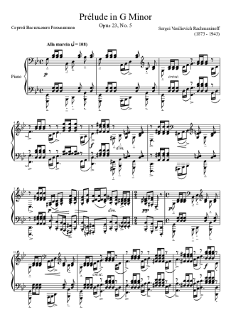 Rachmaninoff  score for Piano