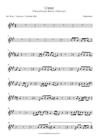 Radiohead  score for Clarinet (Bb)