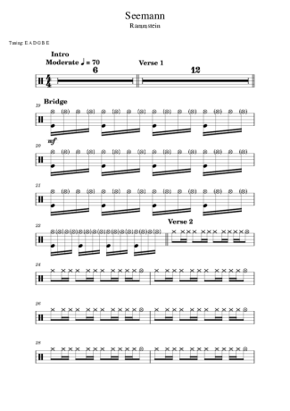 Rammstein Seemann score for Drums