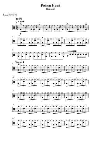 Ramones Poison Heart score for Drums