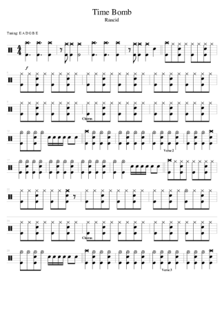 Rancid Time Bomb score for Drums