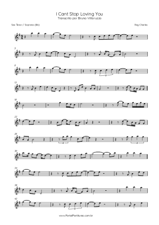 Ray Charles I Can´t Stop Loving You score for Tenor Saxophone Soprano (Bb)