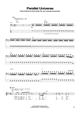 Red Hot Chili Peppers Parallel Universe score for Bass