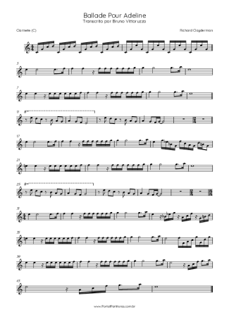 Richard Clayderman  score for Clarinet (C)