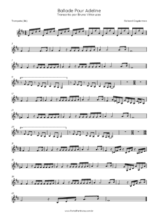 Richard Clayderman Ballade Pour Adeline score for Trumpet