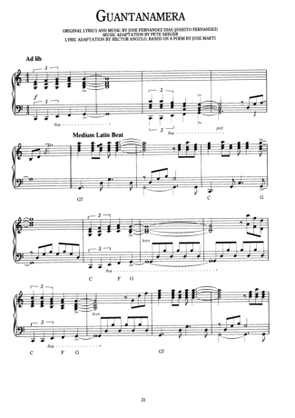 Richard Clayderman Guantanamera score for Piano