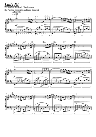 Richard Clayderman Lady Di score for Piano