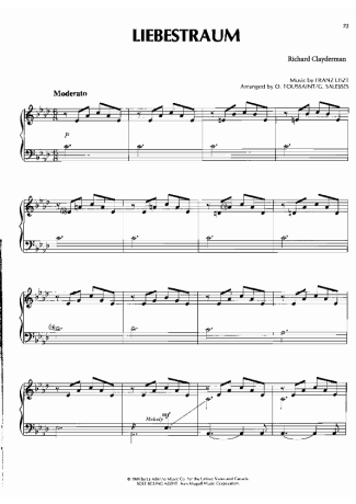Richard Clayderman Liebestraum score for Piano