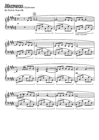 Richard Clayderman Murmures score for Piano