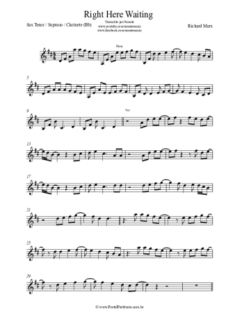Richard Marx  score for Tenor Saxophone Soprano (Bb)