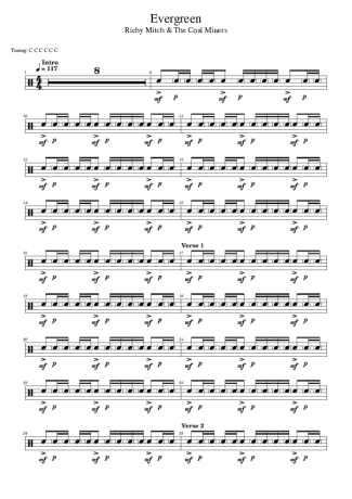 Richy Mitch & The Coal Miners  score for Drums