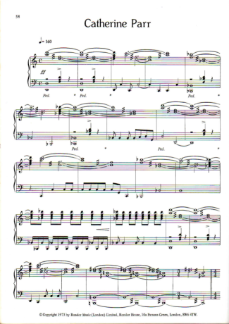 Rick Wakeman Catherine Parr score for Piano