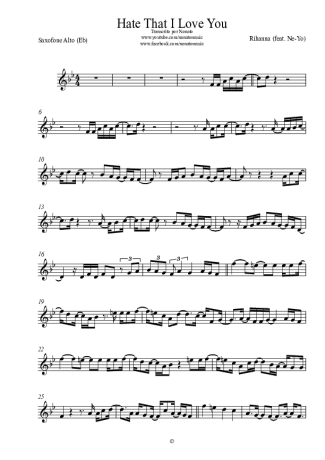 Rihanna  score for Alto Saxophone
