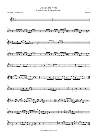 Rita Lee Coisas Da Vida score for Tenor Saxophone Soprano (Bb)