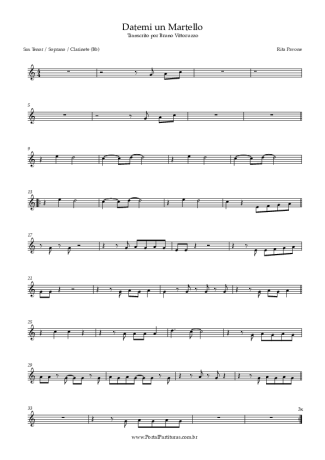 Rita Pavone Datemi Un Martello score for Tenor Saxophone Soprano (Bb)