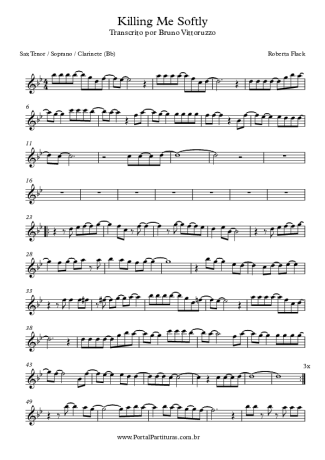 Roberta Flack Killing Me Softly score for Clarinet (Bb)