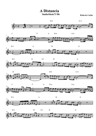 Roberto Carlos A Distância score for Tenor Saxophone Soprano (Bb)