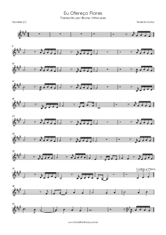 Roberto Carlos  score for Clarinet (C)