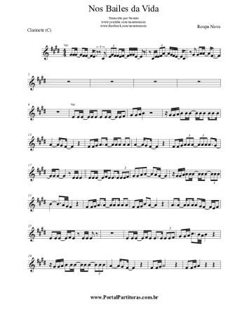 Roupa Nova Nos Bailes da Vida score for Clarinet (C)