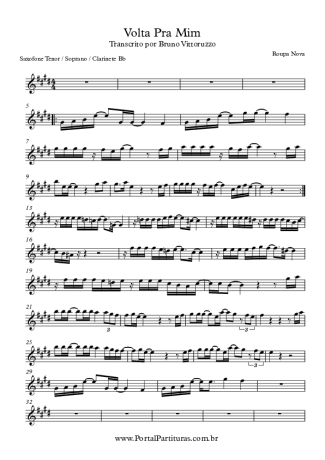 Roupa Nova Volta Pra Mim score for Clarinet (Bb)