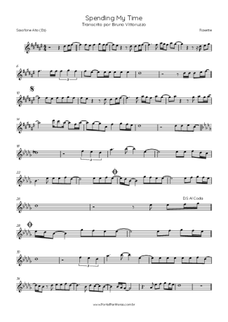 Roxette  score for Alto Saxophone