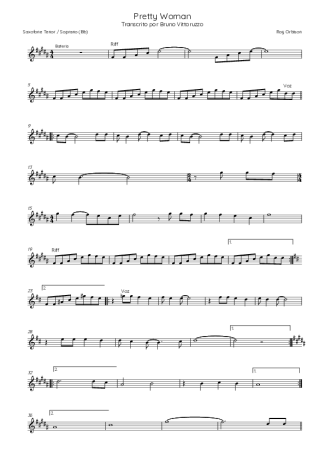 Roy Orbison Oh Pretty Woman score for Tenor Saxophone Soprano (Bb)