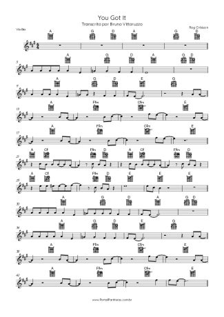 Roy Orbison  score for Acoustic Guitar