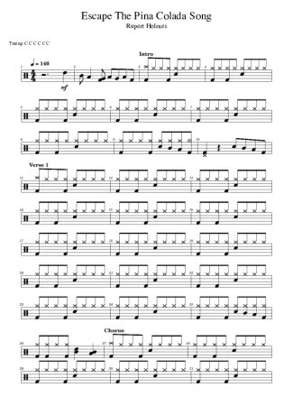 Rupert Holmes  score for Drums