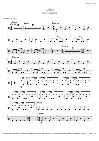 Saint Avangeline Lilith score for Drums