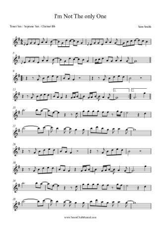 Sam Smith  score for Tenor Saxophone Soprano (Bb)