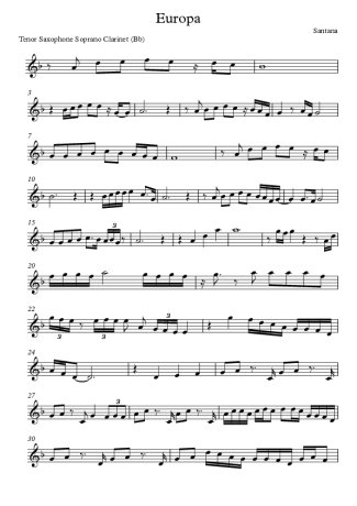 Santana, Michelle Branch  score for Tenor Saxophone Soprano (Bb)