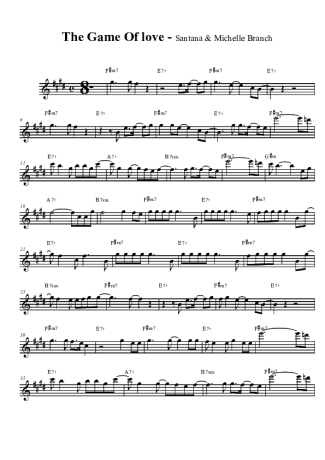 Santana, Michelle Branch The Game Of Love score for Clarinet (Bb)
