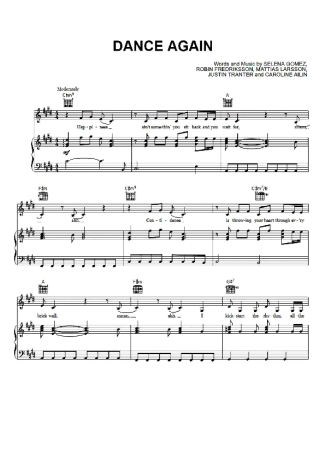Selena Gomez Dance Again score for Piano