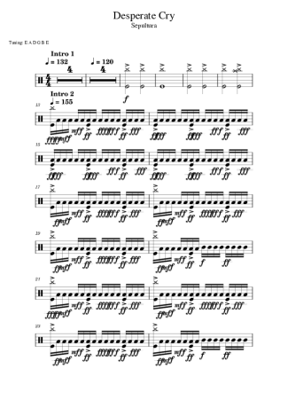 Sepultura Desperate Cry score for Drums