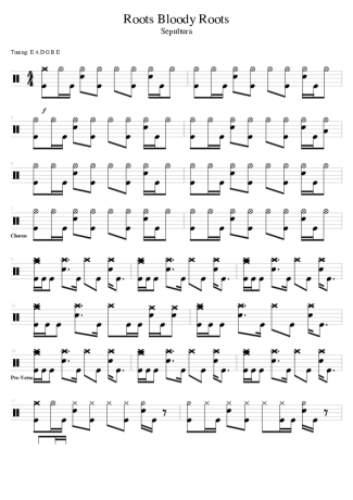 Sepultura Roots Bloody Roots score for Drums