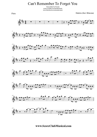 Shakira  score for Flute