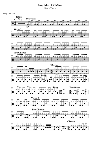 Shania Twain  score for Drums