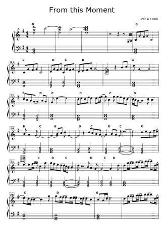 Shania Twain From This Moment score for Piano