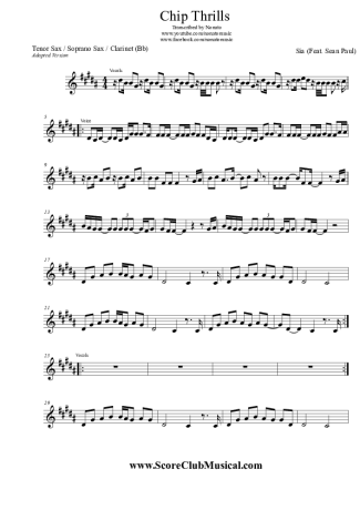 Sia Chip Thrills score for Clarinet (Bb)