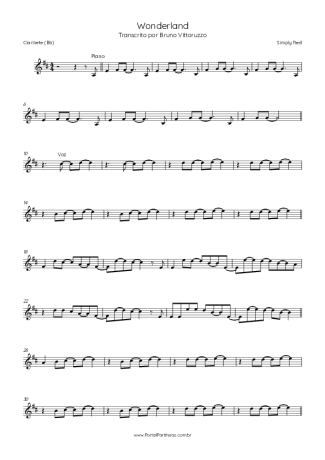 Simply Red Wonderland score for Clarinet (Bb)