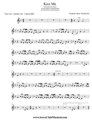 Sixpence None The Richer Kiss Me score for Clarinet (Bb)