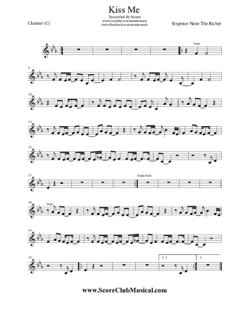 Sixpence None The Richer Kiss Me score for Clarinet (C)