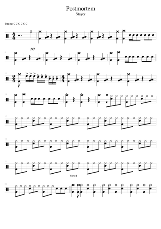 Slayer Postmortem score for Drums