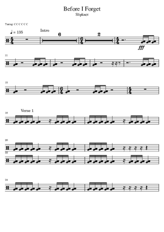 Slipknot Before I Forget (drums 2) score for Drums