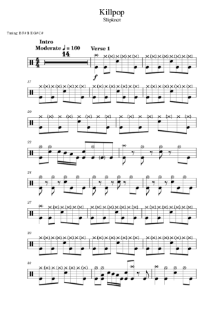 Slipknot Killpop (drums 1) score for Drums