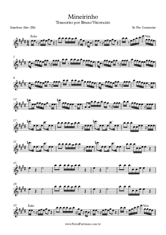 Só Pra Contrariar Mineirinho score for Alto Saxophone