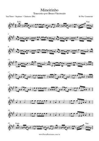 Só Pra Contrariar Mineirinho score for Clarinet (Bb)